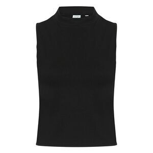 Skinni Fit Womens/Ladies High Neck Crop Vest Top / Black